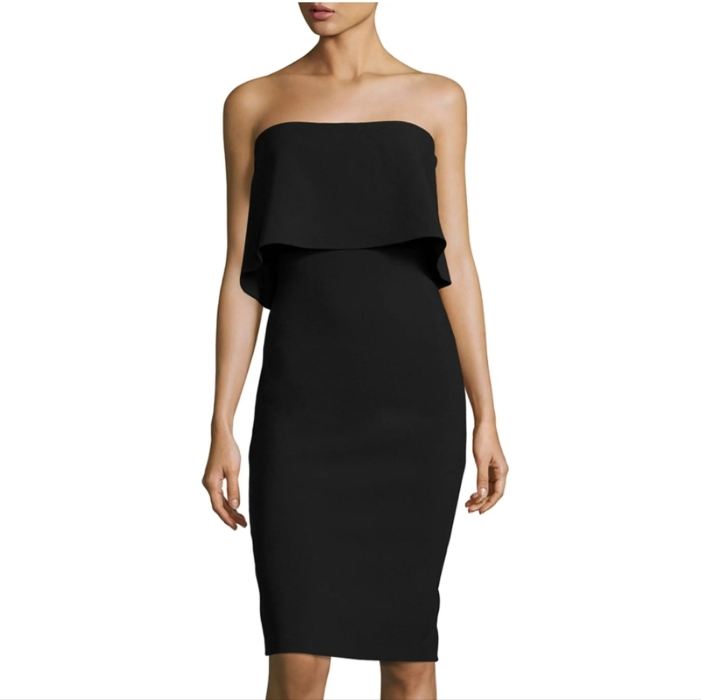 Lulus BLACK stretchy strapless midi cocktail dress